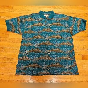 Vintage Kahala Hawaiian Shirt Short Sleeve Polo With Fish Size XL